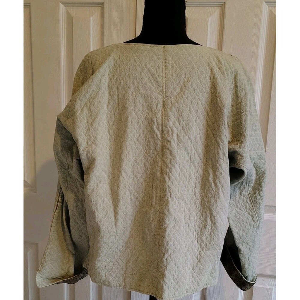 Artisan Reversible Quilted Jacket Wooden Toggle Button Openwork Seam Top L XL - Picture 13 of 16